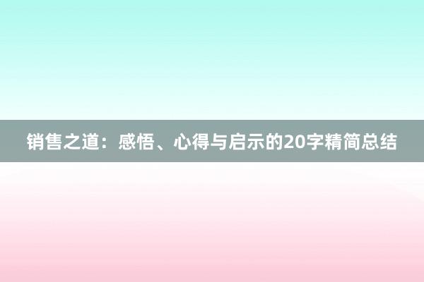 销售之道：感悟、心得与启示的20字精简总结